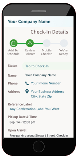 Screenshot of mobile check-in